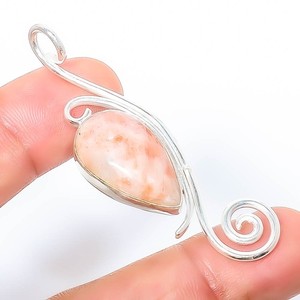 Golden Sunstone - Oregon Handmade 925 Sterling Silver Pendant Jewelry 2.34" T74