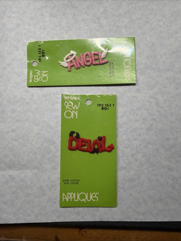 Wright's Vintage Sew On Applications Colorfast Devil Horns Angel Wings