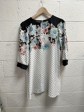 Zara Basic Dress Womens Med. Mini Shift 3/4 Sleeve Floral Polka Dot Tunic Medium