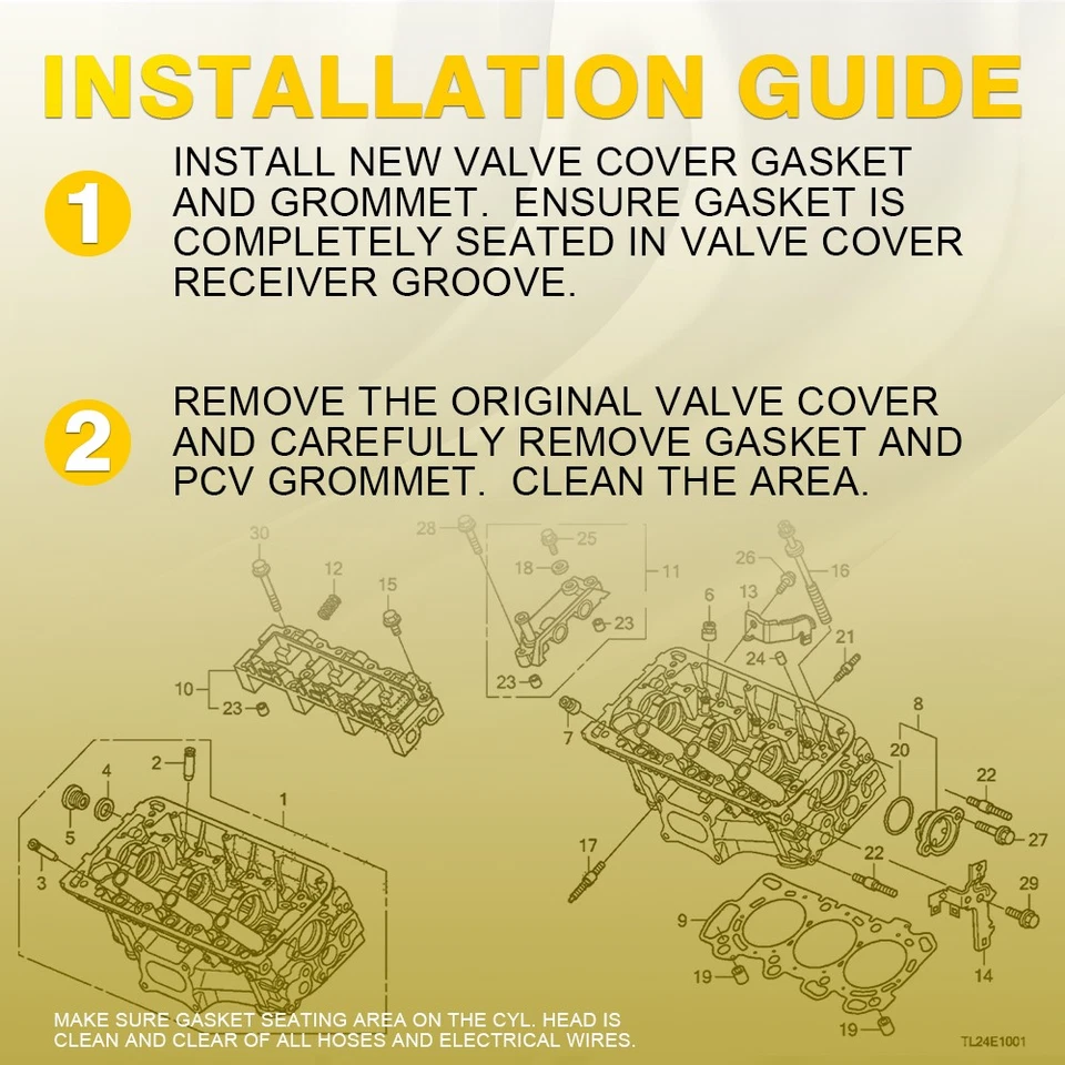 Engine Valve Gasket Cover For Set Mazda CX-9 2007-2015 Ford Edge Lincoln MKZ - Image 4 of 4