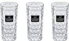 3 Stück Three Sixty Vodka 0,3L Gläser Longdrink Glas eckig Neu