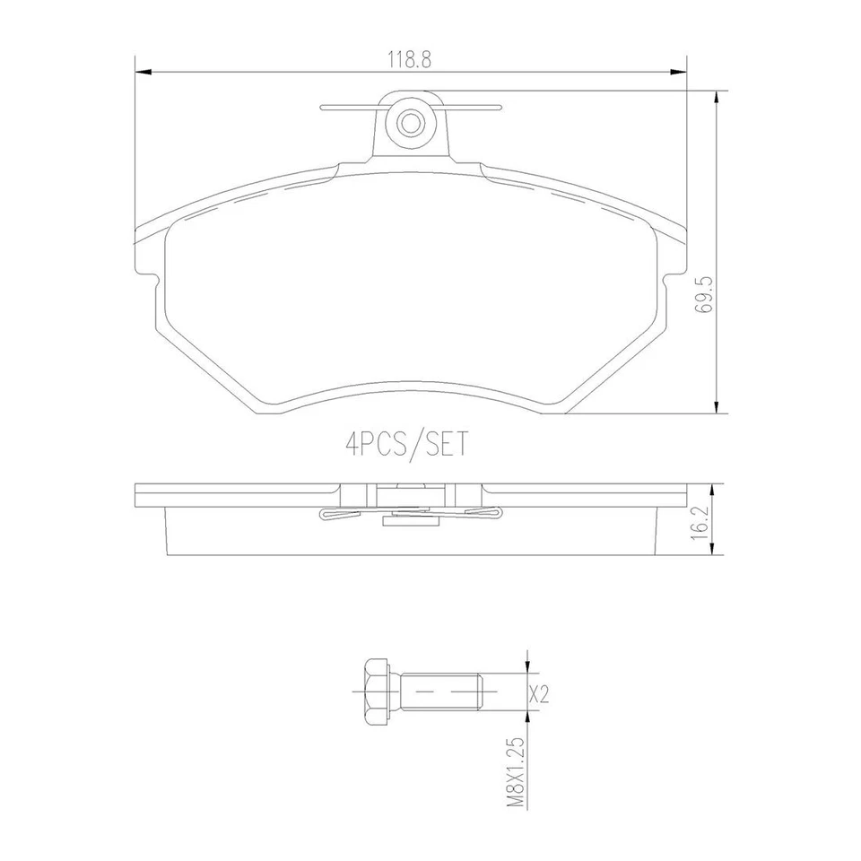 Комплект передних дисковых тормозных колодок Brembo для 1994-1997 Volkswagen Jetta GLS 2,0 л L4 GAS S - Изображение 3 из 3