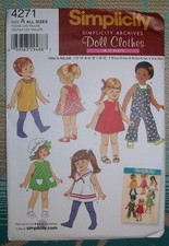 Simplicity Vintage Pattern 4271 Archives Baby Doll Clothes All Sizes Uncut