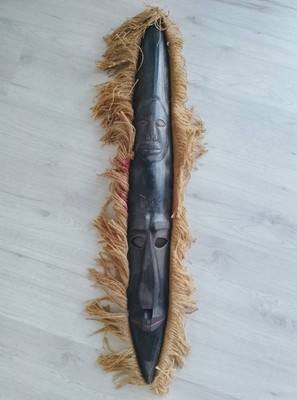 Maske Afrika Holz Wanddeko dunkelbraun Handarbeit L:100cm