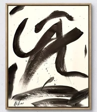 Maria Art BLACK WHITE 14x17 MIXED MEDIA PAPER Abstract Contemporary Wall Decor 2