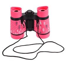 Toy Binoculars 4X30 Compact Folding Binoculars Shockproof Pink with Neck Strap
