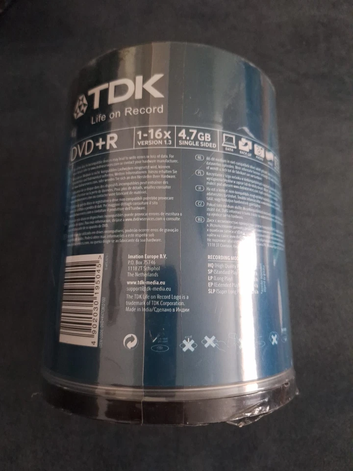 TDK Life on Record DVD+R 4.7GB 16X 120 Min Pack of 100- Brand New And Sealed - Image 2 of 4