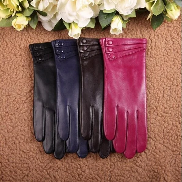 Guantes de cuero napa genuino para dama y mujer con función táctil a la venta #L003NRC1 Foto 3 de 4