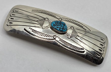 Navajo Sterling Silver  Turquoise Hair Barrette Clip 3"