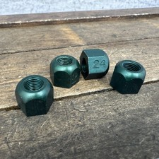 Vintage BMX Axle Nuts Green Alloy Set Lot 4 Old SChool BMX Fits Crupi 24t 24