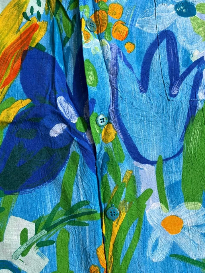 Jams World Rayon Floral Hawaii Usa Short Sleeve Button Up Shirt Size XL - Image 4 of 4