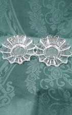 Two Clear Glass Celestial Daisy Trinket/Candy/Votive Holder Dishes Made In USA