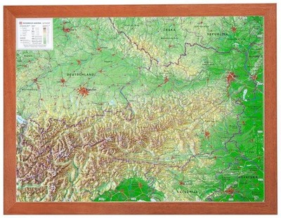 Relief Österreich 1:1,6 MIO mit Holzrahmen | André Markgraf, Mario Engelhardt