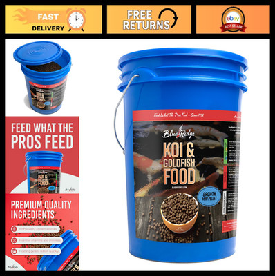 Premium Koi & Goldfish Food 14lb - Mini Growth Formula, Floating Pond Pellets