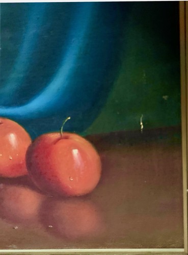 Gemälde Stillleben Obst Öl auf Leinwand groß signiert H. William 1967 Vintage Kunst - Bild 7 von 8