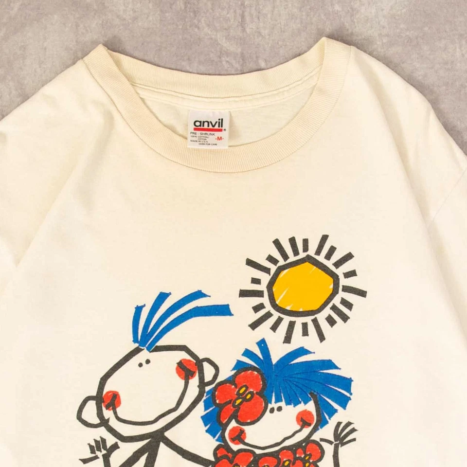 Camiseta gráfica Anvil Vintage Años 90 Just Maui'd Puntada Única M Para Mujer Crema Foto 4 de 4
