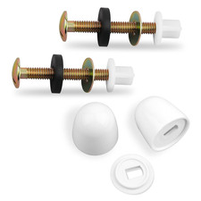 2 PCS Universal Toilet Floor Bolts and Caps Set, Solid Brass, 1/4-20, Hex Head,