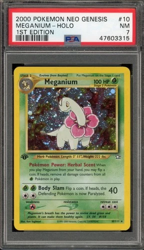 Pokemon Meganium Neo Genesis 1st Edition Holo Rare #10 PSA 7