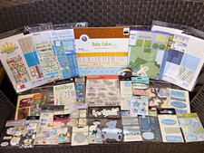 HUGE SCRAPBOOK LOT Baby Boy Paper-Kits-Stickers-Stamps-Ribbon-Diecuts NEW
