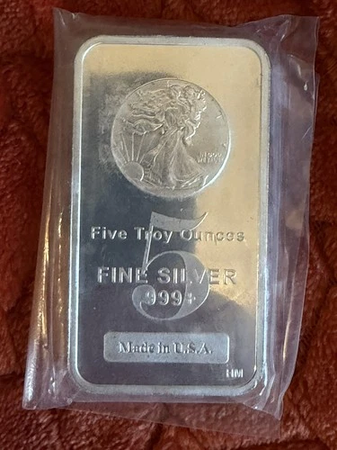 5 oz. Highland Mint Silver Bar - Walking Liberty Design .999+ Fine