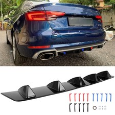 For Audi A4 RS4 B8 B8.5 B9 Gloss Rear Bumper Diffuser Spoiler Splitter Shark Fin