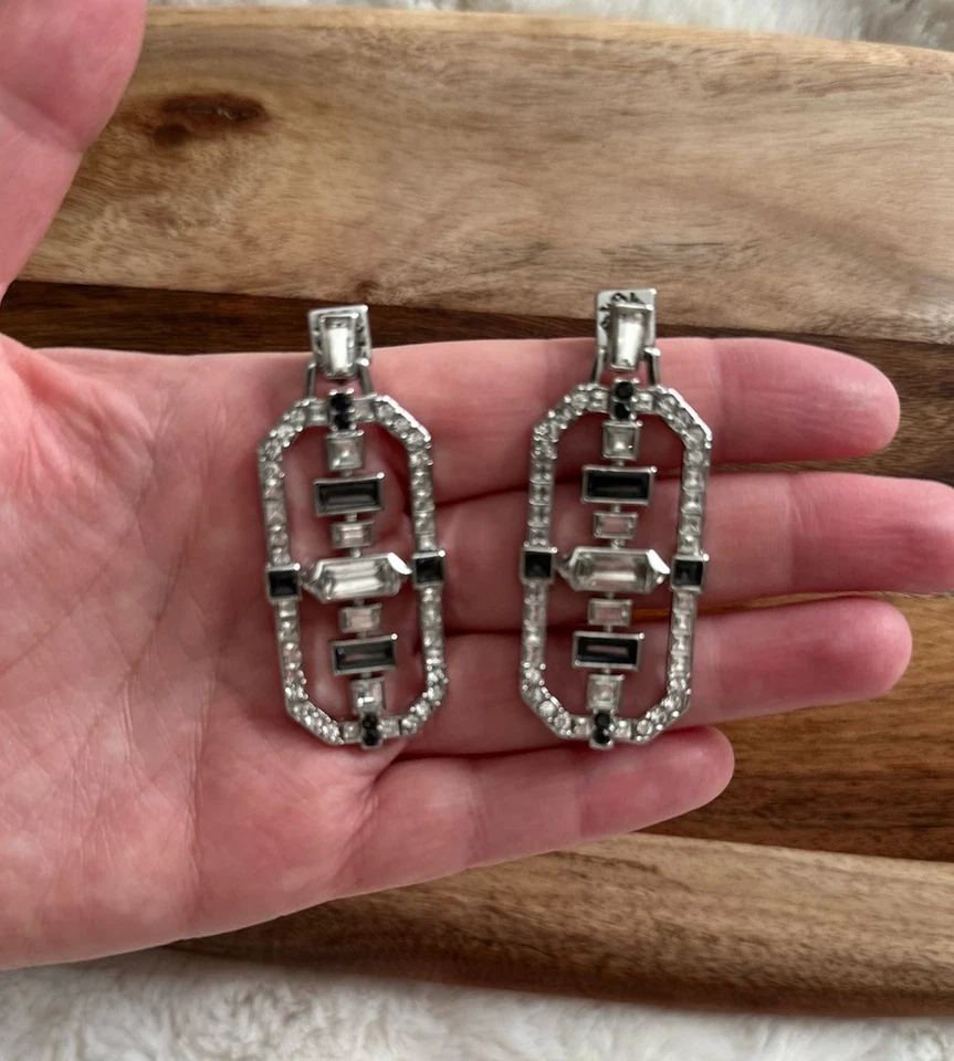 Белый дом черный рынок ар-деко черный кристалл заявление серьги - Изображение 3 из 4