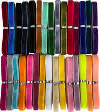 Chenkou Craft 30 Yards 3/8" Velvet Ribbon Total 30 Colors Assorted Lots Bulk Mu