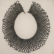VINTAGE BLACK BEADED COLLAR NECKLACE