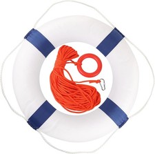 Calvana 20" Foam Life Preserver Ring with 98.4Ft Floating Lifesaving Rope, Throw