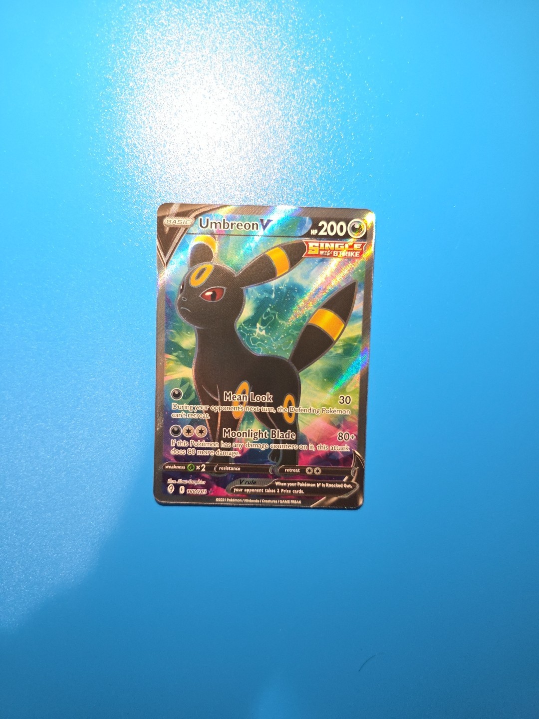Umbreon V - 188/203 - Pokemon Evolving Skies Sword & Shield Full Art Card NM