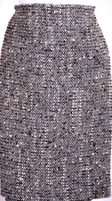 ST.JOHN Couture Women's Knit Gray Brown Ivory Metallic Gold Shimmer Skirt Sz 4