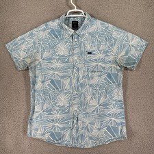 RVCA Men’s Size L Button Up Geometric Pattern Beach Resort Vacation Tropical