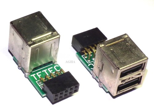 10 Pin (9-Pin) Motherboard to 2 Ports USB 2.0 A Female Internal Header Adapter