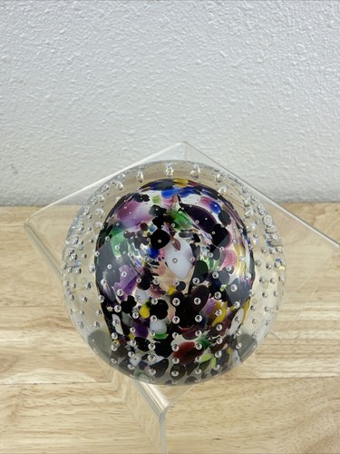 A.K. JABLONSKI signierter Vintage Polen Kunst Glas kontrollierte Blase Briefbeschwerer - Bild 2 von 9