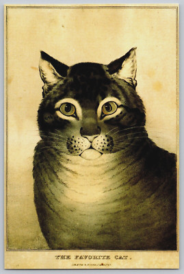 The Favorite Cat Postcard Nathaniel Currier Art Print Met Museum 1800s Piece | eBay