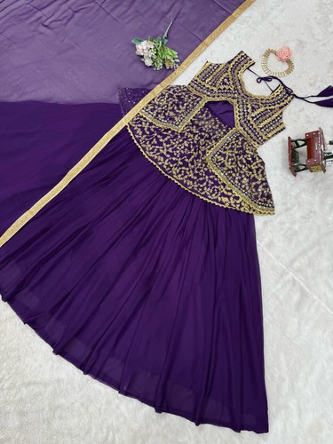 Stunning Look Heavy Faux Georgette Top Lehenga With Dupatta For Wedding & Party - Picture 7 of 16