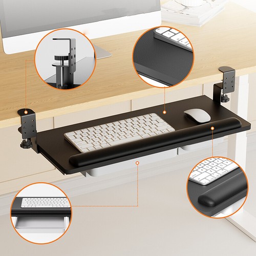 Non Punching Keyboard Hanging Holder With Drawer Computer Under Table Keyboard - Photo 2/12