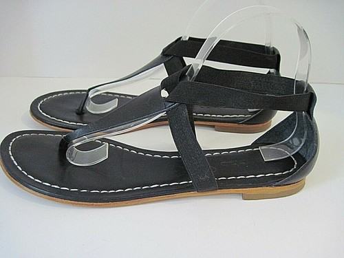 Bernardo POPPY Black Leather T-Strap Sandals Size 8 1/2 M, Excellent Condition!