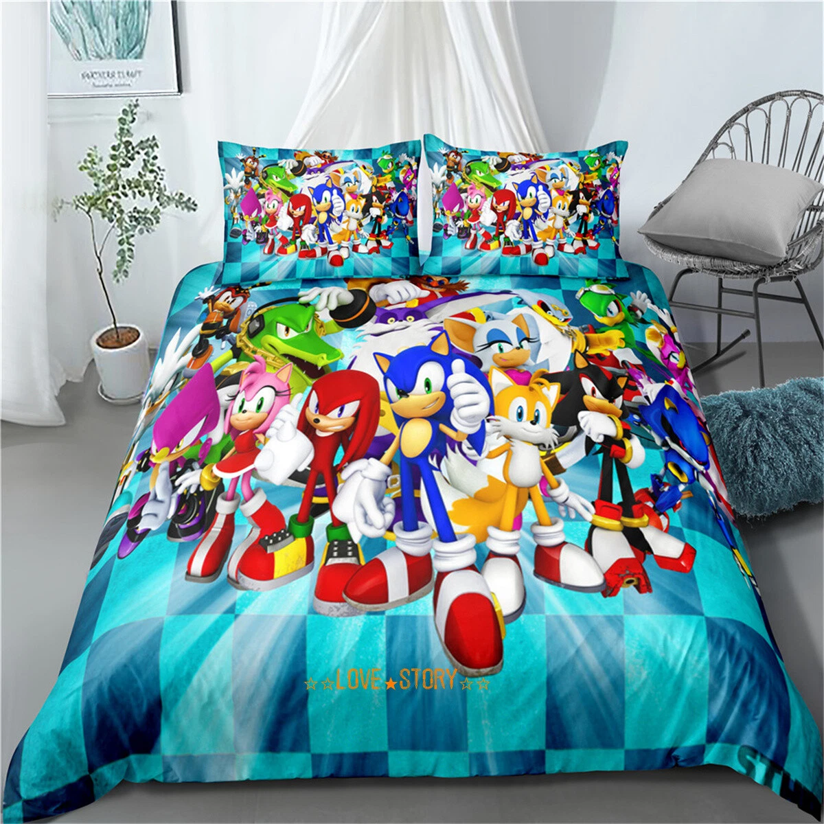 Sonic The Hedgehog Queen Double King Single Bed Quilt Duvet Doona Cover Set