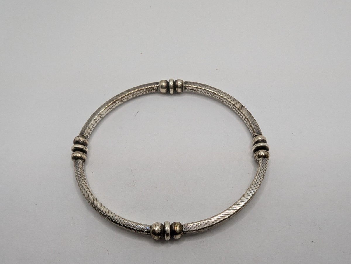 Vintage Sterling Silver 925 Stretchy Bangle Bracelet - 7