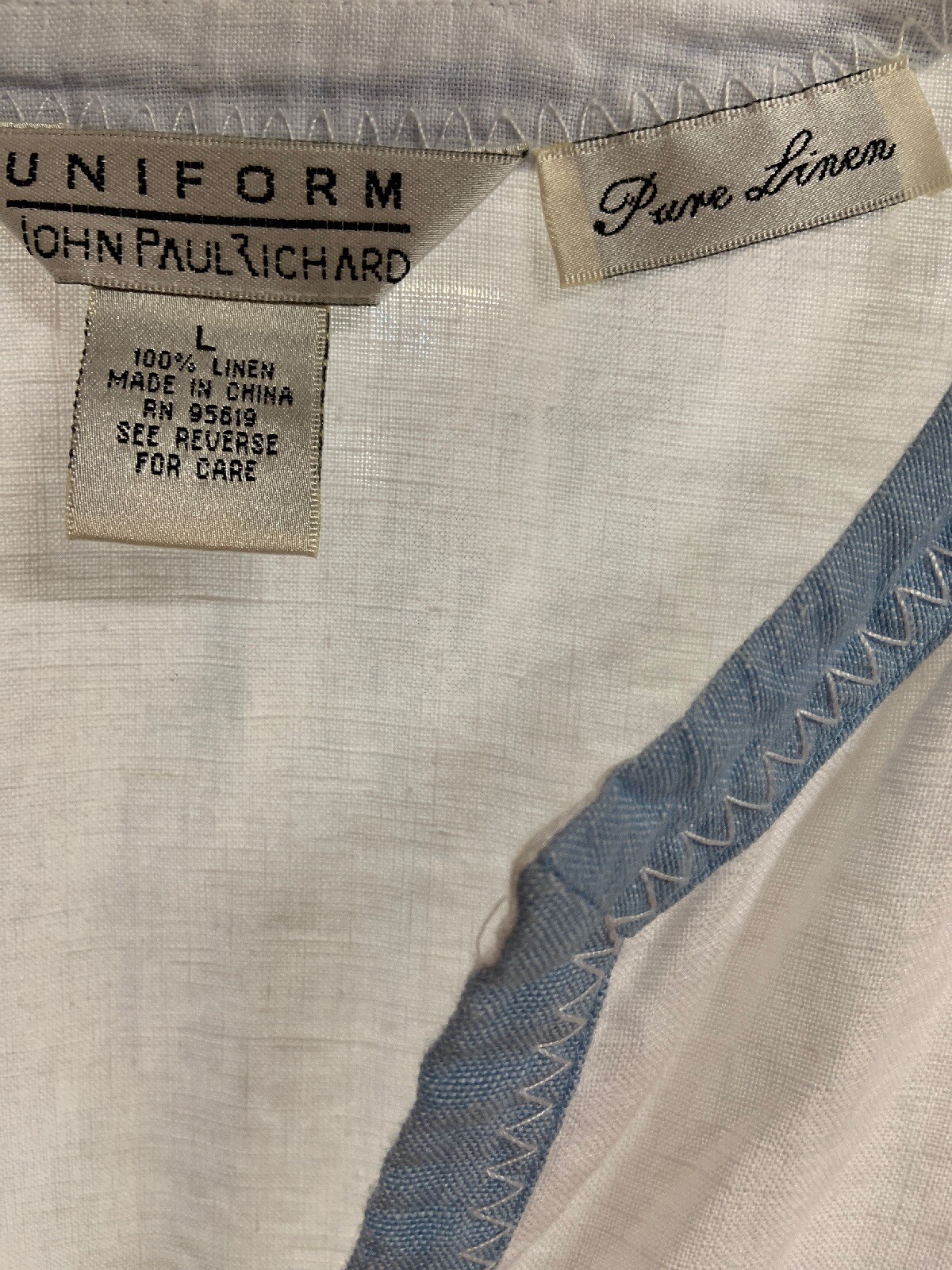 Uniform John Paul Richard Crisp WHITE Pure Linen Tuni… Gem