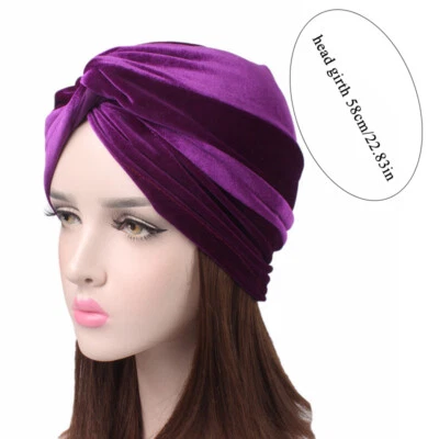 MARKENLOS Weicher Samt Stretch Turban Hut Kreuz Twist Chemo Kappe Muslimisch Kopftuch ↑