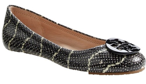 Tory Burch Reva Snake Print Leather Ballet Flats Women display picture 1