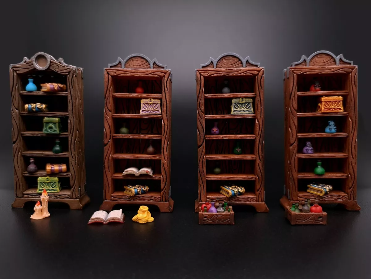 Miniature Library Cabinet 4 Variants Hand Painted Dollhouse Furniture