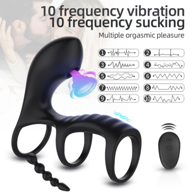 Male Penis Cock Ring Erection Enhancer Vibrator Vibe Couples G-Spot Clit  Sucker