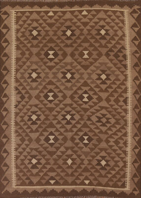 Geometric Kilim Rugs Rectangle Flatweave Pile Wool Kelim Carpets 5x7 ft