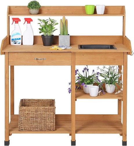 45.2x17.7x47.6'' (LxWxH) Potting Benches Outdoor Garden Potting Table Work Bench