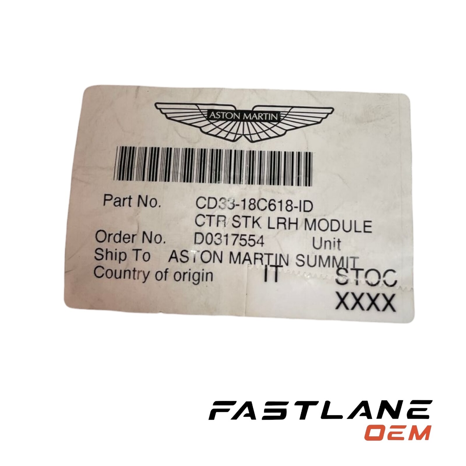 2012-2021 ASTON MARTIN VANQUISH CTR STK LLH MODULE NEW OEM CD33-18C618-ID