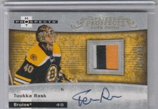 2007 08 Fleer Hot Prospects 3 color Patch Auto Rookie #82/399 Tuukka Rask Bruins