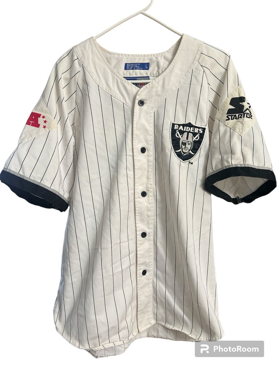 90s Los Angeles Raiders Starter NFL Pinstripe Baseball 90s Los Angeles Raiders Starter NFL Pinstripe Baseball